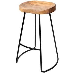 Taburete de Madera Maciza con Patas de Hierro Resistentes que Brindan Soporte Confiable y una Apariencia Elegante - Product Image 2