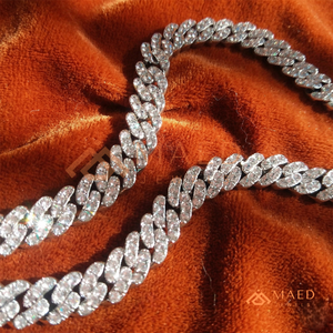 Premium <b>Iced</b> <b>Out</b> Silver Cuban Link <b>Chain</b> - VVS Clarity Diamond Cut Hip Hop Choker Necklace silver finish provide a high-contrast - Product Image 3