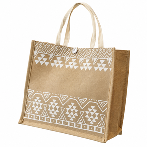 Bolsa de Yute Premium con Diseño Tribal y Asas de Algodón, Reutilizable, Ecológica, para Compras, Playa, Viajes, Regalo para Mujer - Product Image 1