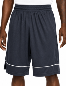 Shorts de basket-ball en maille bleu marine pour hommes, avec bande latérale blanche, respirant, taille élastique, vêtements de sport décontractés, tenue d'été - Product Image 2
