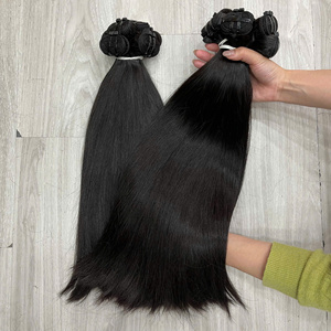 Extensions de cheveux humains vierges vietnamiens de qualité supérieure, lisses, double épaisseur, pointes épaisses, soyeuses et naturellement noires - Product Image 4