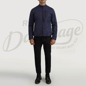 Mens Navy Blue Stand Collar <b>Padded</b> Jacket Casual Slim Fit Warm Quilted <b>Buffer</b> Coat Lightweight Windproof Winter Outwear - Product Image 3