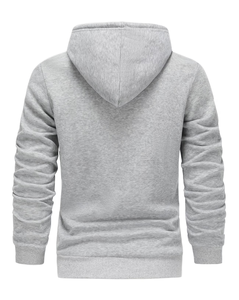 Men's Hooded Zipper Sweatshirt Regular Fit Solid Gray Casual Autumn Wear 100% Cotton Knitted Breathable Design made Bangladesh - Product Image 2