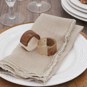 Wood & Resin Napkin Ring Square <b>Grey</b> Resin Natural Wood Color Napkin Holder At Awesome Price - Product Image 4