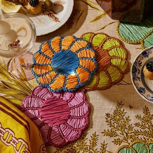Posavasos de Rafia con Diseño Floral de Margaritas Hecho a Mano, Tapete para Tazas Tejido a Mano, Portavasos Sostenible, Decoración Rústica Boho para el Hogar - Product Image 3