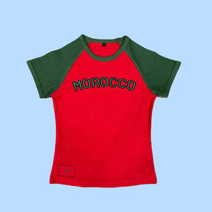 Women’s 3D Embroidery Crop <b>Top</b> Custom Country Text Letter Print Short Sleeve Fashion Casual Tee OEM - Product Image 4
