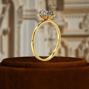 Bague d'anniversaire en or blanc massif 14 carats, sertie d'un diamant de laboratoire 1 carat, taille marquise, monture halo, diamant certifié IGI - Product Image 6