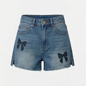 Shorts de Algodón para Mujer, Tallas Grandes, Moda Casual, Ajustados, Lavados, Sexys, de Mezclilla, Cintura Alta, Color Personalizado, Atuendo Moderno de Verano - Product Image 1