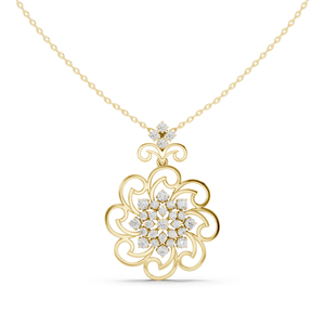 Pendentif en or rose 14 carats avec diamant de laboratoire taille ronde pour femme – Cadeau d'anniversaire – Nouveau diamant cultivé - Product Image 1
