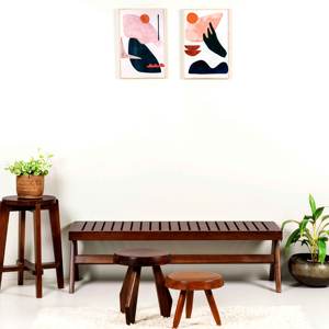 Banco de Comedor de Exterior Estilo Pierre Jeanneret, de Madera Maciza, con Patas en V y Asiento de Ratán, Diseño Moderno de Mediados de Siglo, Duradero, Artesanal, para Hotel, Venta al Por Mayor - Product Image 4