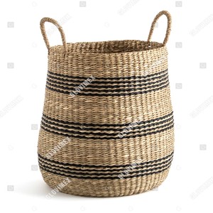 Panier de pique-nique rond en jonc de mer Vietrustic, tendance du moment, fait main, écologique, multifonctionnel, pour la maison et le rangement du linge - Product Image 3