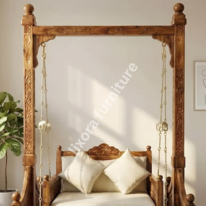 Columpio de Madera Maciza Hecho a Mano de Lujo, Diseño Tradicional, para Exteriores, Estilo Rústico, de 3 Plazas, para Decoración de Sala de Estar - Product Image 2