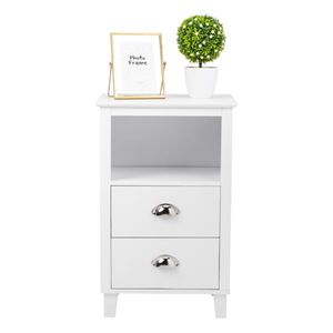 Comodino Moderno e Semplice in MDF Bianco Verniciato a Spruzzo, 40*30*63cm, con Gambe Alte e Due Cassetti, Arredamento per Camera da Letto - Product Image 6