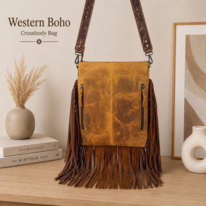 Sac à bandoulière artisanal en cuir de vachette à poils, style western avec franges, sac à main en cuir repoussé, sac vintage de cowgirl pour femme, usage quotidien - Product Image 3