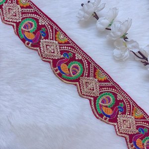 Ribete de encaje bordado a mano con cuentas al por mayor, aplique de diseñador para prendas, vestidos de novia y accesorios de moda - Product Image 2