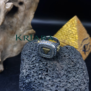 Bague signet pour homme en argent 925 et or massif 18 carats avec diamant de laboratoire intégré, motif Œil de la Prophétie, pour un usage quotidien - Product Image 3
