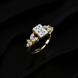 D-E Color VVS-VS Clarity IGI Certified Radiant Cut <b>Diamond</b> <b>Ring</b> With Floral Pave Flawless CVD <b>Diamond</b> <b>Ring</b> Luxury <b>Diamond</b> <b>Ring</b>. - Product Image 2