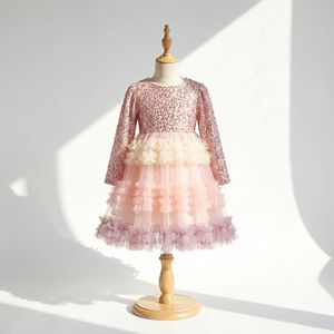 Robe de princesse scintillante en tulle rose pâle pour filles, idéale pour la fête des Mères, les demoiselles d'honneur ou les occasions formelles - Vente en gros - Product Image 1