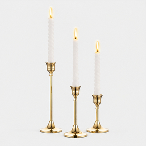 Modern Gold Metal Taper <b>Candle</b> Holders Set of 3 Candlestick Stand for Wedding Table Home Decor & Romantic <b>Dinner</b> Events - Product Image 3