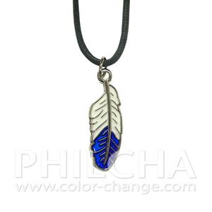 Mode mignon Multi couleur changement en alliage de Zinc cadeau pour enfants bijoux humeur collier avec pendentif plume - Product Image 1