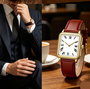 Nouvelle montre de luxe pour femmes en acier inoxydable avec mouvement à quartz Miyota, bracelet en cuir, étanche 3ATM, montre de couple pour femme, cadeau - Product Image 2