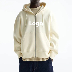 Fashion Unisex High Quality Oversized Custom Size Custom Logo <b>Hoodie</b> <b>Plain</b> Puff Printing Heavyweight Cropped Zip up <b>Hoodie</b> - Product Image 1