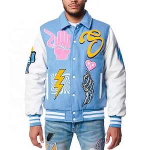 Chaqueta Bomber Varsity de Béisbol para Hombre, Estilo Retro Vintage Invierno 2025, con Apliques Bordados y Logotipo en el Pecho, Informal para Exteriores y Entrenamiento - Product Image 1