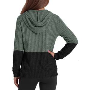 Cardigan classique pour femme à capuche en tricot zippé, color block, coupe oversize, pull décontracté pour femme, automne - Product Image 4