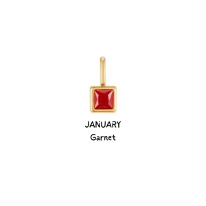 Garnet Square Shape Pendant - Faceted Gemstone Tiny <b>Charm</b>, Gold Plated Sterling <b>Silver</b> Handmade Gemstone Jewelry For Women - Product Image 1