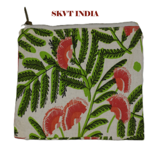 Luxury 100% Cotton Canvas Eco-Friendly Fashion <b>Makeup</b> <b>Bag</b> Custom Logo Printed Green Leaf Design Small Travel Cosmetic Pencil - Product Image 5