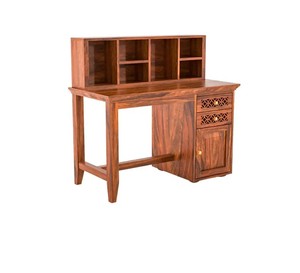 Carved Wooden Office <b>Desk</b> with Bookshelf | Executive <b>Computer</b> Table with Storage | B2B Wholesale Furniture India - Product Image 5