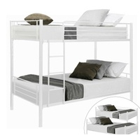 Lit superposé durable pour étudiants, cadre en CRCA thermolaqué, finition stratifiée en contreplaqué uni de 12 mm, 1800x900x1800 mm, sans matelas, standard