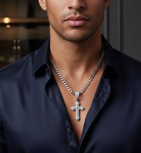 Pendentif Hip Hop sur mesure de qualité supérieure, couleur or, en acier inoxydable, avec croix sertie de moissanite, pendentifs et breloques - Product Image 4