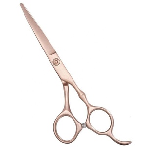 Tijeras de corte de pelo de acero inoxidable para peluquero profesional con mango dorado, herramienta de belleza de hoja Roma recta afilada - Product Image 1