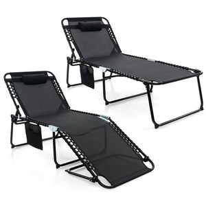 Sdraio da Esterno Nera Extra Large da 27 Pollici con Schienale Regolabile a 4 Posizioni, Pieghevole, Impermeabile, in Ferro, per Prendere il Sole - Product Image 1