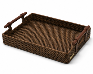 Bandeja de Servir de Bambú Tejida a Mano de Primera Calidad con Asas, Cesta de Servir Decorativa Rectangular Estilo Ratán para Cocina y Hogar - Product Image 3