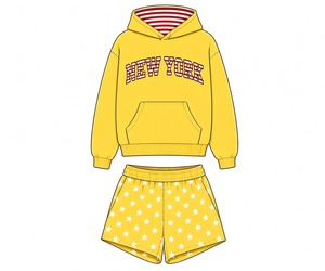 Ensemble deux pièces d'été pour femmes, sweat à capuche imprimé avec inscription New York, short décontracté, tissu doux et confortable, moderne - Product Image 6