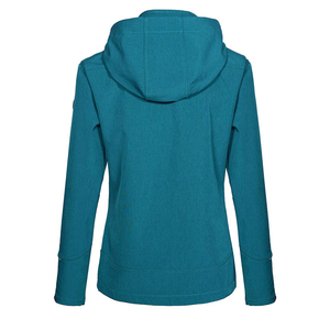 Wholesale Trendy Women's Teal Hooded Fleece Jacket Full Sleeve Windproof <b>Zipper</b> Closure Autumn Wear - Product Image 2