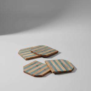 Ensemble de dessous-de-verre en résine et bois, faits main, de qualité supérieure, pour la décoration de table à café ou à thé, cadeau pour la maison ou la cuisine - Product Image 1