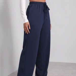 Pantalones de chándal casuales de verano para mujer, de cintura media, con cordón, bolsillos laterales sueltos, elásticos, 100% algodón, control de abdomen, secado rápido - Product Image 1