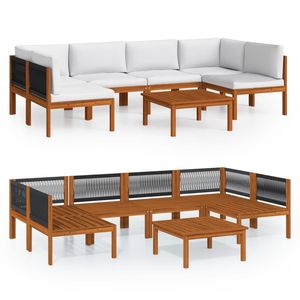 Conjunto de Muebles de Jardín Modulares Medianos de Madera Maciza de Acacia Color Crema - Product Image 2