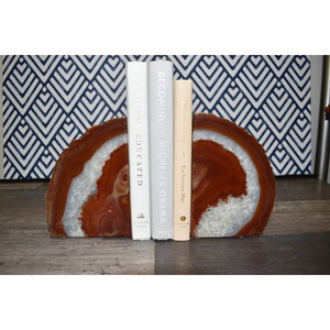 Natural Agate Stone Bookends 2Pcs Modern Design Irregular Shape Decorative Home <b>Office</b> <b>Desk</b> Accessory - Product Image 1