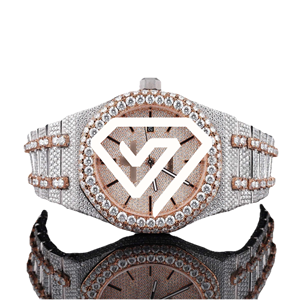 Montre de luxe pour homme sertie de moissanite, plaquée or bicolore, avec diamants moissanite taille ronde, montre personnalisée - Product Image 6