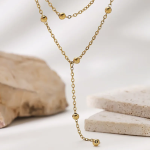 Collar de borlas geométricas para mujer con cadena de cable de acero de titanio electrochapado - Product Image 4