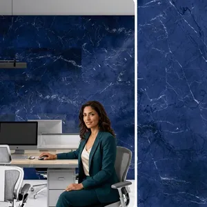 Carrelage mural en porcelaine émaillée sculptée de luxe 600x1200, finition haute brillance, moderne, pour salle de bain, hôtel de prestige, bureau, centre commercial - Product Image 4