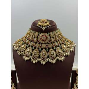 Madhura Polki Moissanite Choker Necklace <b>Set</b>-<b>Indian</b> Ethnic Artificial <b>Jewellery</b> - Product Image 2