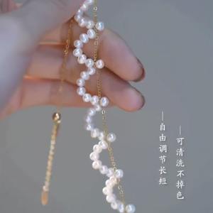 Collar Retro Francés Hecho a Mano con Perlas de Agua Dulce, Estilo Simple, Moda Ligera, Temperamento de Lujo, Popular en Internet - Product Image 3