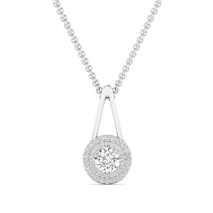Collar con Colgante de Halo Redondo de Moissanita, Tono Dorado, Solitario Brillante, Joyería Fina de Lujo, Regalo para Mujer - Product Image 1