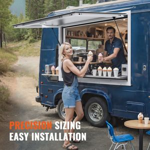 Finestra per Concessioni in Lega di Alluminio 72x48 Pollici per Food Truck, Apertura a 85 Gradi con Tenda e Gancio di Traino - Product Image 2