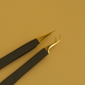 Pince à cils courbée à pointe fine en acier inoxydable pour extensions de cils, outil professionnel d'extension de cils - Product Image 2